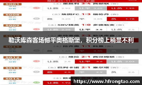 勒沃库森客场憾平奥格斯堡，积分榜上稍显不利